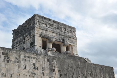 The Upper Temple of the Jaguar overlooks the Great Ball Court at Chichen Itza. The city has been classified as one of the "new Seven Wonders of the World" and in 1988 was enlisted as a UNESCO World Heritage Site.