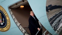 US President Donald Trump boards Air Force One upon arrival at Andrews Air Force Base in Maryland before heading to Mar-a-Lago in West Palm Beach, Florida, for the weekend on March 23, 2018.  / AFP PHOTO / Brendan Smialowski        (Photo credit should read BRENDAN SMIALOWSKI/AFP/Getty Images)