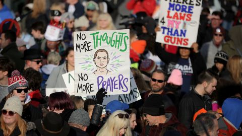 People gather Saturday morning for the March for Our Lives event along Pennsylvania Avenue in Washington.