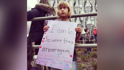Ella Naylor, 6, attends the March for Our Lives in London.