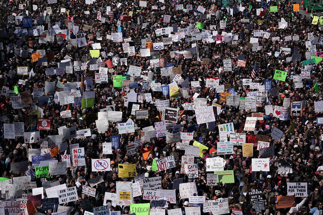 Protesters participate in the March for Our Lives rally on March 24, 2018, in Washington.