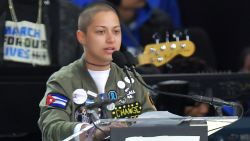 Marjory Stoneman Douglas High School student Emma Gonzalez speaks during the March for Our Lives Rally in Washington, DC on March 24, 2018. 
Galvanized by a massacre at a Florida high school, hundreds of thousands of Americans are expected to take to the streets in cities across the United States on Saturday in the biggest protest for gun control in a generation. / AFP PHOTO / MANDEL NGAN        (Photo credit should read MANDEL NGAN/AFP/Getty Images)