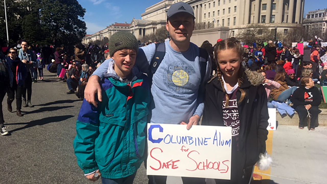 Erik Reynolds (middle) with his son, Josh, and daughter, Sarah, at the march in Washington.