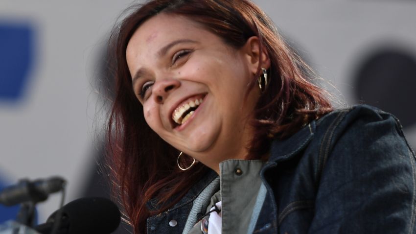 Marjory Stoneman Douglas High School student Sam Fuentes speaks during the March for Our Lives Rally in Washington, DC on March 24, 2018. 
Galvanized by a massacre at a Florida high school, hundreds of thousands of Americans are expected to take to the streets in cities across the United States on Saturday in the biggest protest for gun control in a generation. / AFP PHOTO / JIM WATSON        (Photo credit should read JIM WATSON/AFP/Getty Images)