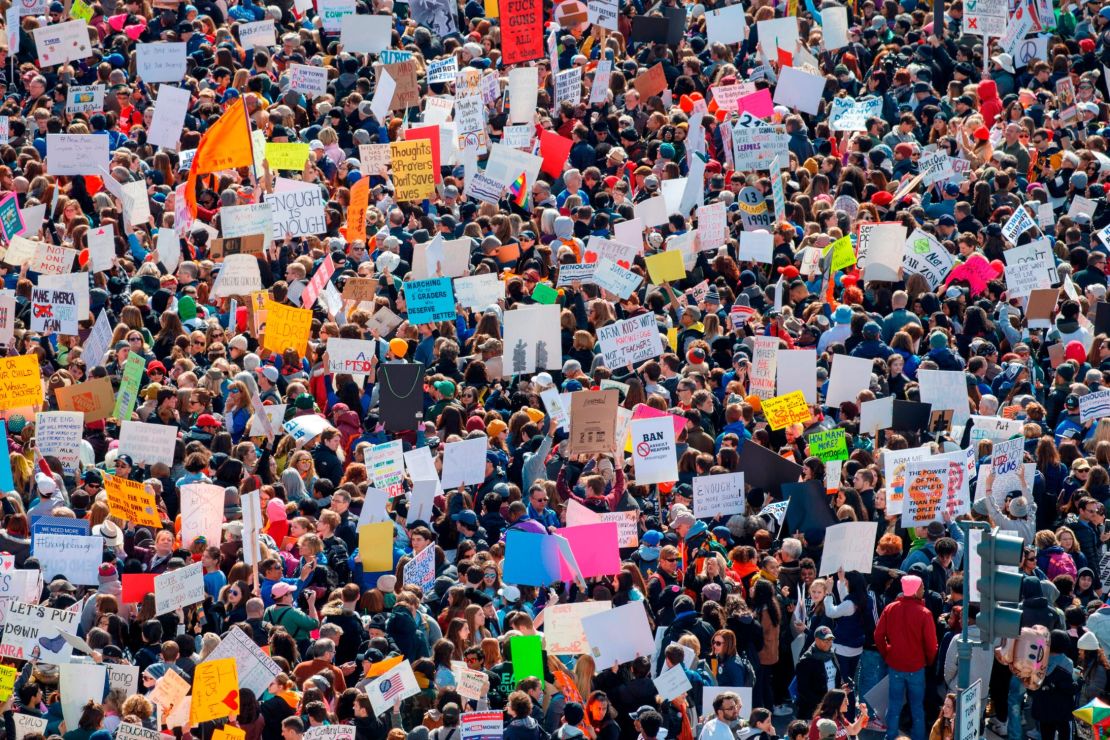 View of the Washington March for Our Lives from the roof of the Newseum. 