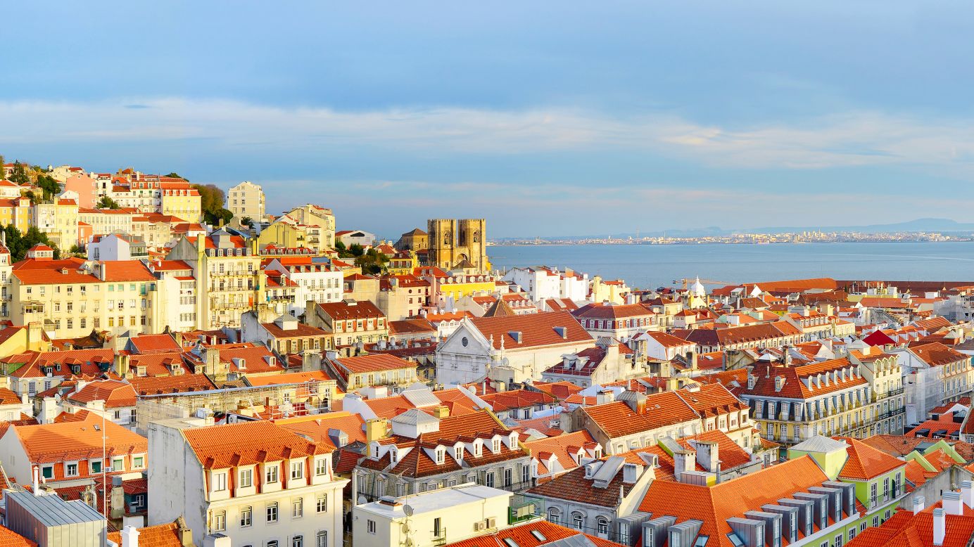<strong>May in Lisbon, Portugal:</strong> Hilly Lisbon, one of Europe's most exotic capital cities, offers stunning views of the old city and the Tagus River beyond.