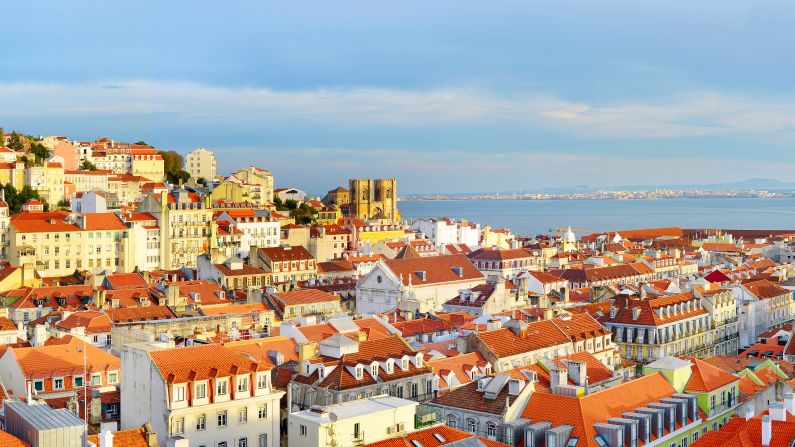 <strong>May in Lisbon, Portugal:</strong> Hilly Lisbon, one of Europe's most exotic capital cities, offers stunning views of the old city and the Tagus River beyond.