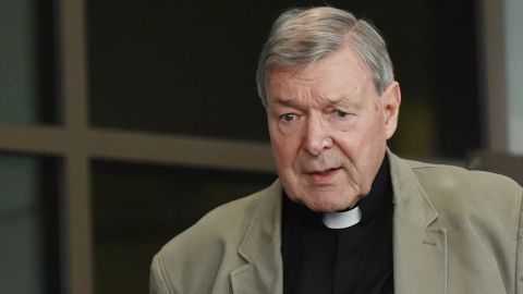 Cardinal George Pell leaves the Victorian Magistrates Court in Melbourne on March 5, 2018.