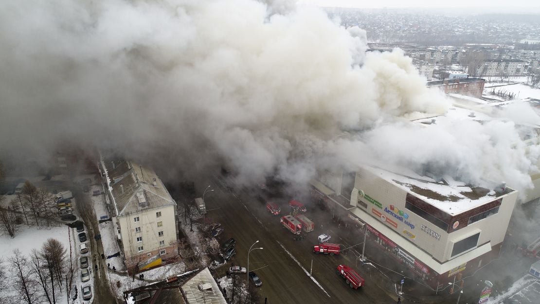 At least 37 have died in a fire at the Zimnyaya Vishnya shopping mall in Kemerovo.