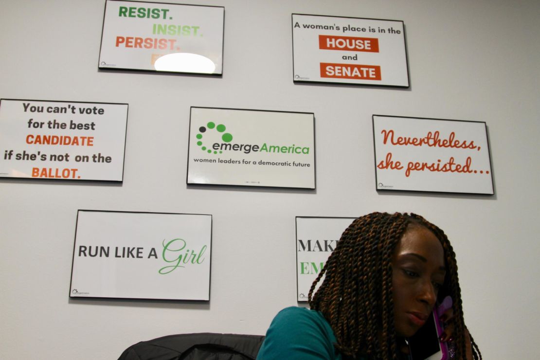 Groups like Emerge America are encouraging women to run with slogans like "A woman's place is in the House and Senate."