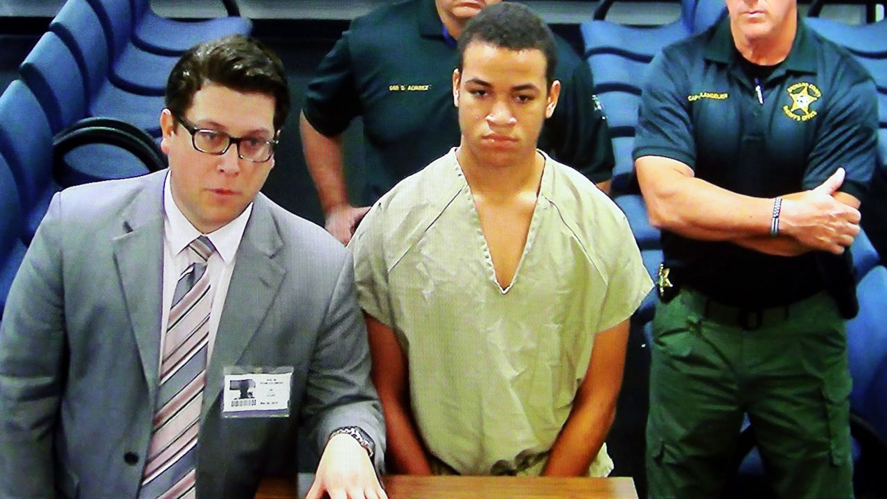 Zachary Cruz appears via closed-circuit TV for a March 20 court appearance in Fort Lauderdale, Florida.