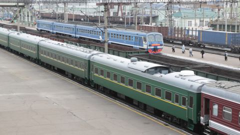 The Kim family train is seen in Russia in 2011.