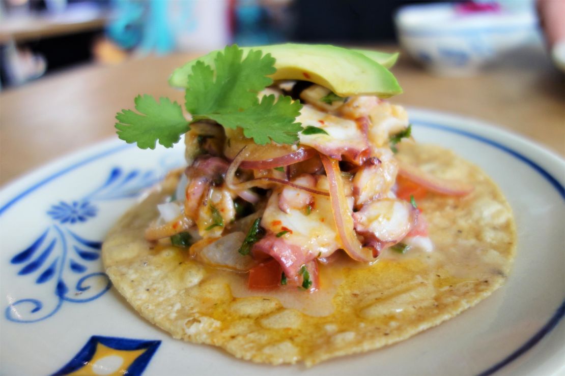 The seafood tostada is a popular choice at chef Johnny Hernandez's Villa Rica restaurant.