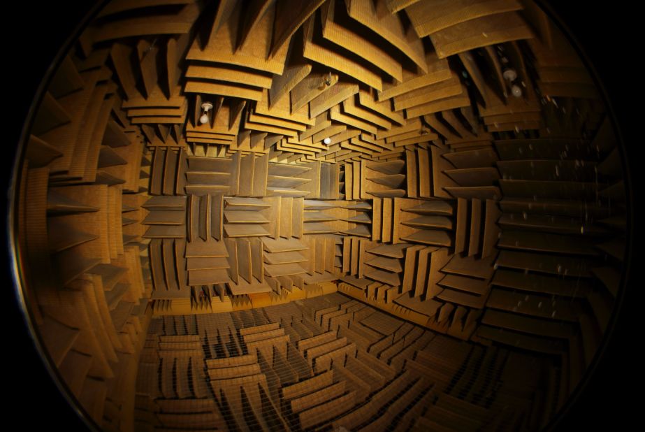 Anechoic chambers are all built with a similar structure. This one at Orfield Labs in Minneapolis, which is open to the public, is certified to have 1/20th of the noise level of a very quiet bedroom at night.