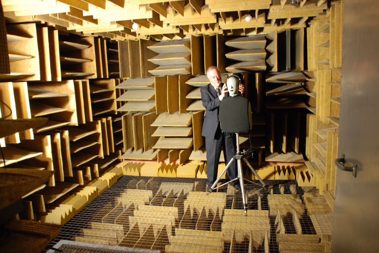 Steve Orfield inside his anechoic chamber.