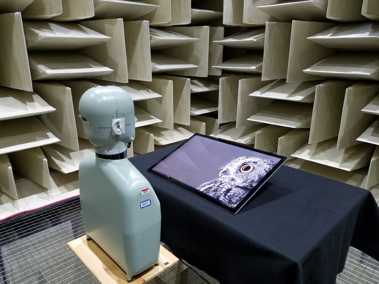Testing in the Microsoft anechoic chamber.
