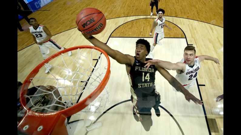 Florida State guard Terance Mann rises for a shot during an NCAA Tournament game against Gonzaga on Thursday, March 22.