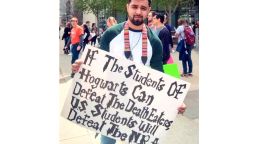 Jorge Meza marched in Atlanta on March 24.  "I figured what better way to have an eye catching sign then to reference the greatest series -- definitely got many people wanting to take pictures with it," he told CNN.
