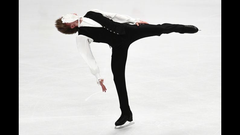 Latvian figure skater Deniss Vasiljevs competes at the World Championships on Thursday, March 22. 
