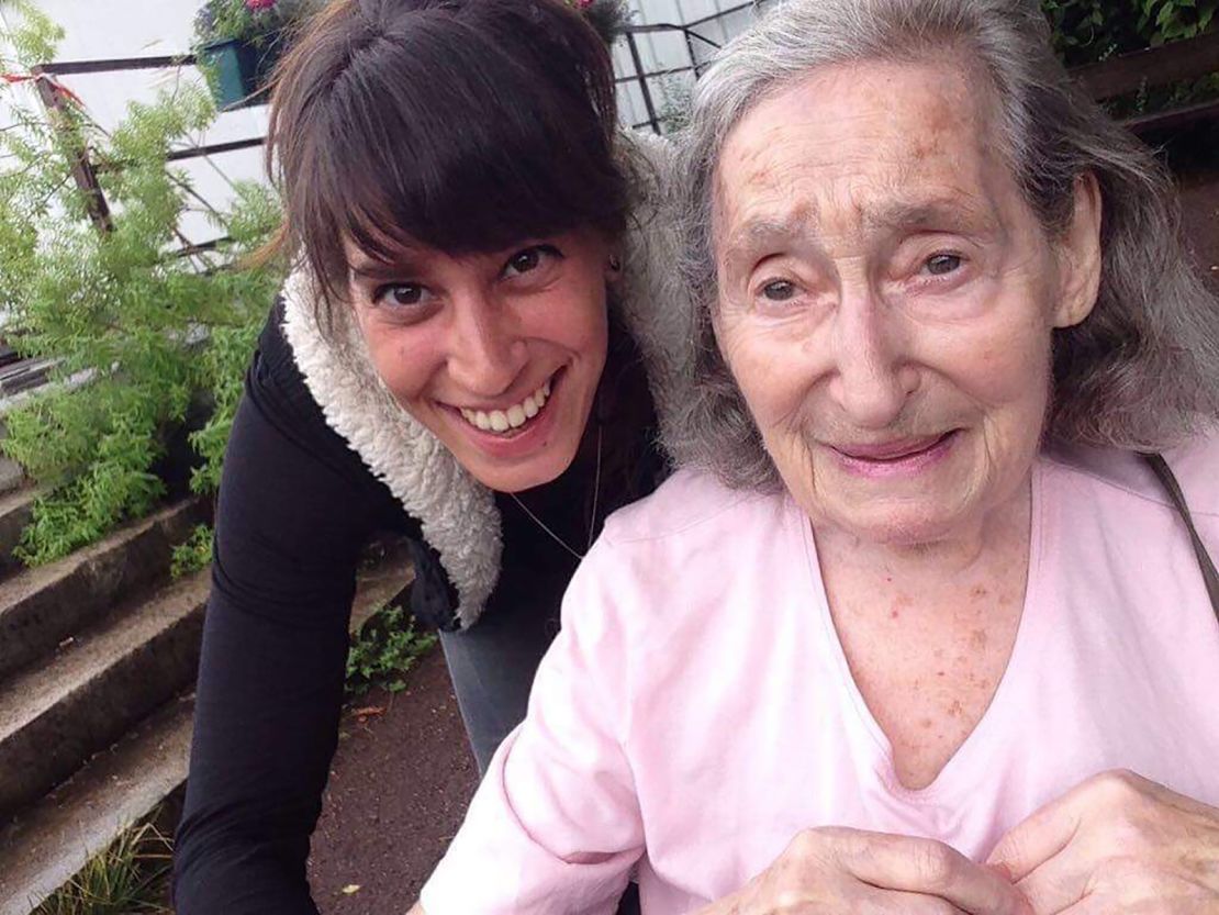 An undated photograph of Mireille Knoll (R), provided to CNN by her granddaughter Jessica Knoll (L).