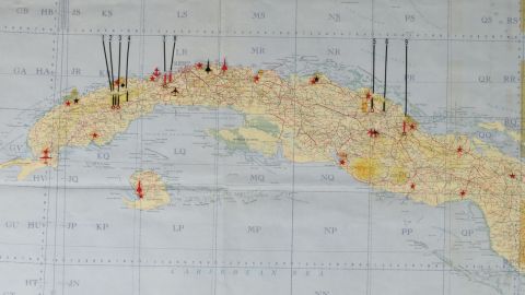 The 1962 map shows nine potential US targets in Cuba.