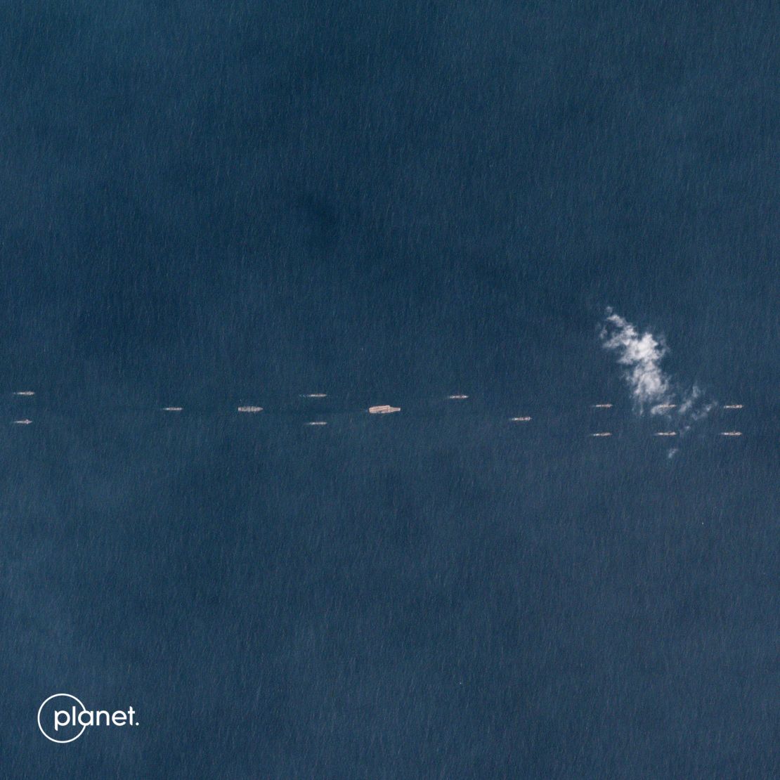 Satellite images from Planet Labs show the Liaoning aircraft carrier with a fleet of PLA Navy vessels, experts say