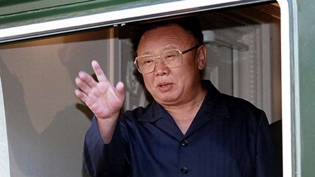 Former North Korean leader Kim Jong Il at the Russian border in August 2002.