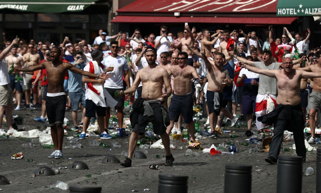 England and Russia fans clash in Marseille ahead of their group stage match at Euro 2016.