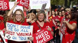 Arizona teachers and education advocates march at the Arizona Capitol protesting low teacher pay and school funding Wednesday, March 28, 2018, in Phoenix.