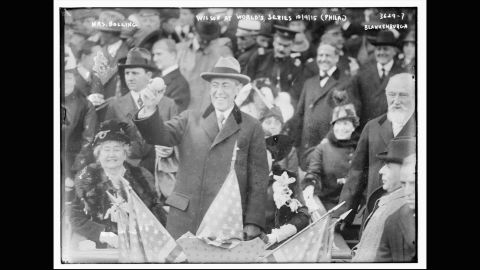 President Woodrow Wilson with his mother-in-law, Sara "Sallie" Spears White Bolling, at the World Series, October 1915