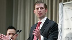 VANCOUVER, BRITISH COLUMBIA - FEBRUARY 28: Eric Trump delivers a speech during a ceremony for the official opening of the Trump International Tower and Hotel on February 28, 2017 in Vancouver, Canada. The tower is the Trump Organization's first new international property since Donald Trump assumed the presidency. (Photo by Jeff Vinnick/Getty Images)