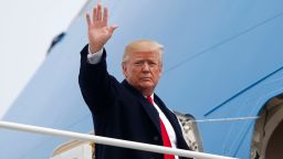 President Donald Trump waves as he boards Air Force One during his departure from Andrews Air Force Base, Md., Thursday, March 29, 2018. (AP/Pablo Martinez Monsivais)
