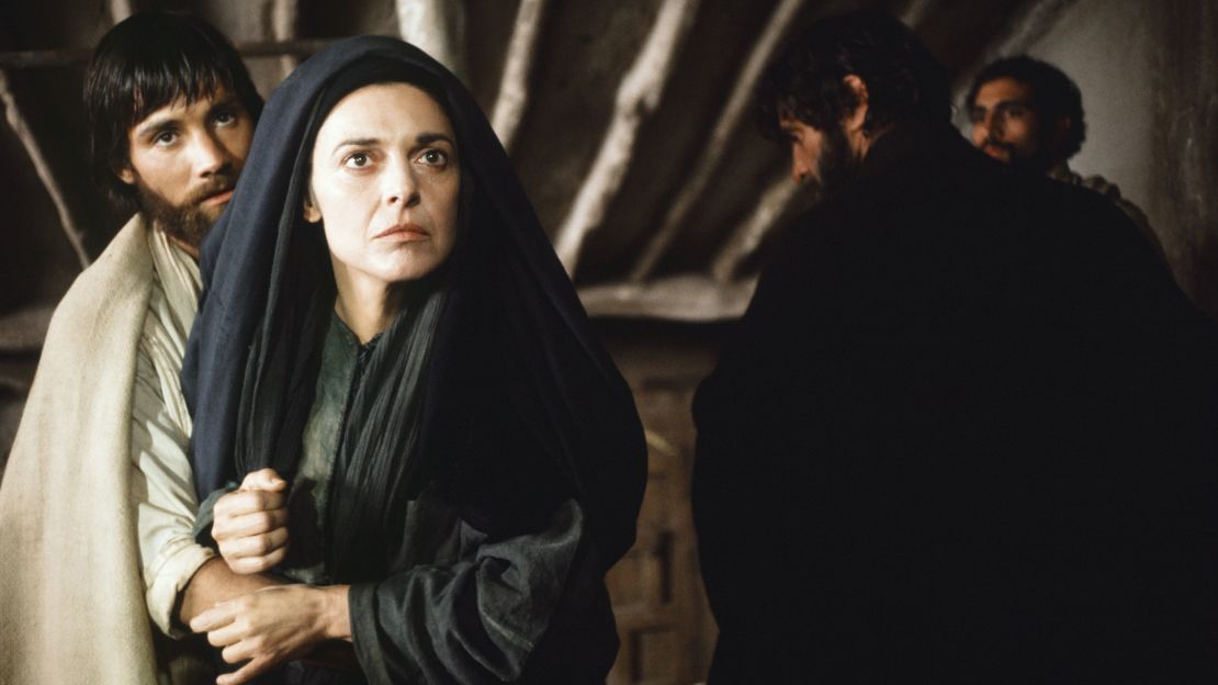 Mary Magdalene, as played by Anne Bancroft in the film "Jesus of Nazareth," announces the resurrection to the skeptical disciples.