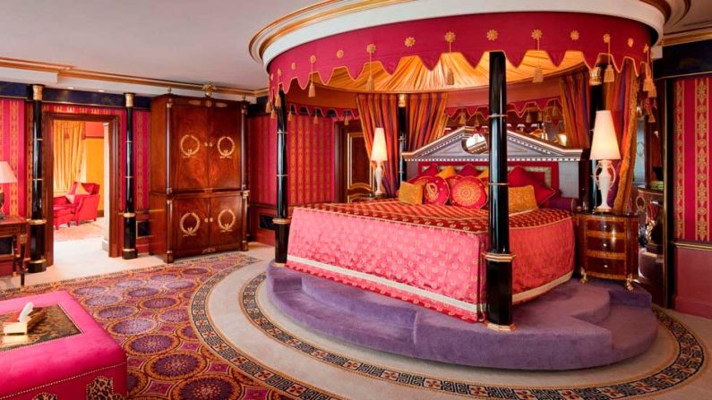 <strong>Royal Suite at the Burj Al Arab Jumeirah, Dubai:</strong>  With a private cinema, a library, a 12-person dining room and a team of butlers, the Royal Suite is most definitely fit for a monarch.