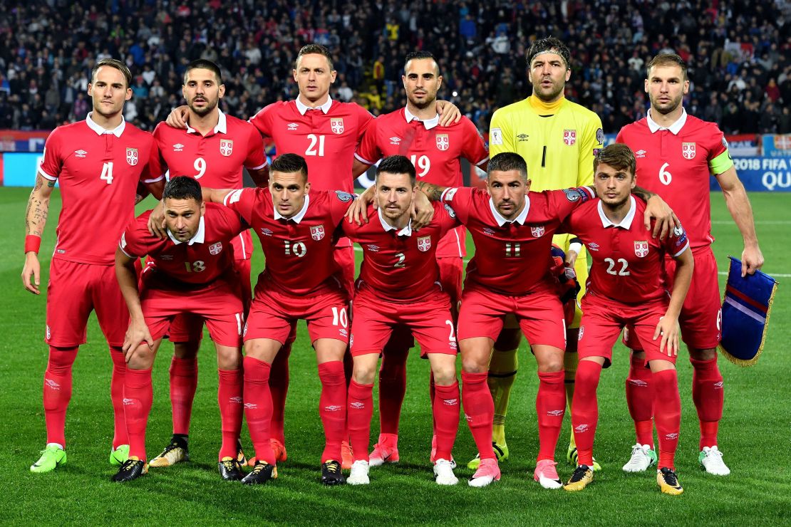 Serbia's national team players at the World Cup qualification match against Georgia back in October, 2017.