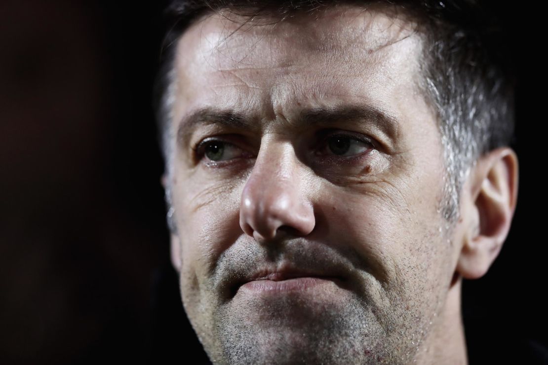 Mladen Krstajic, manager of Serbia looks on during the International Friendly match between Nigeria and Serbia at The Hive in London's Barnet.