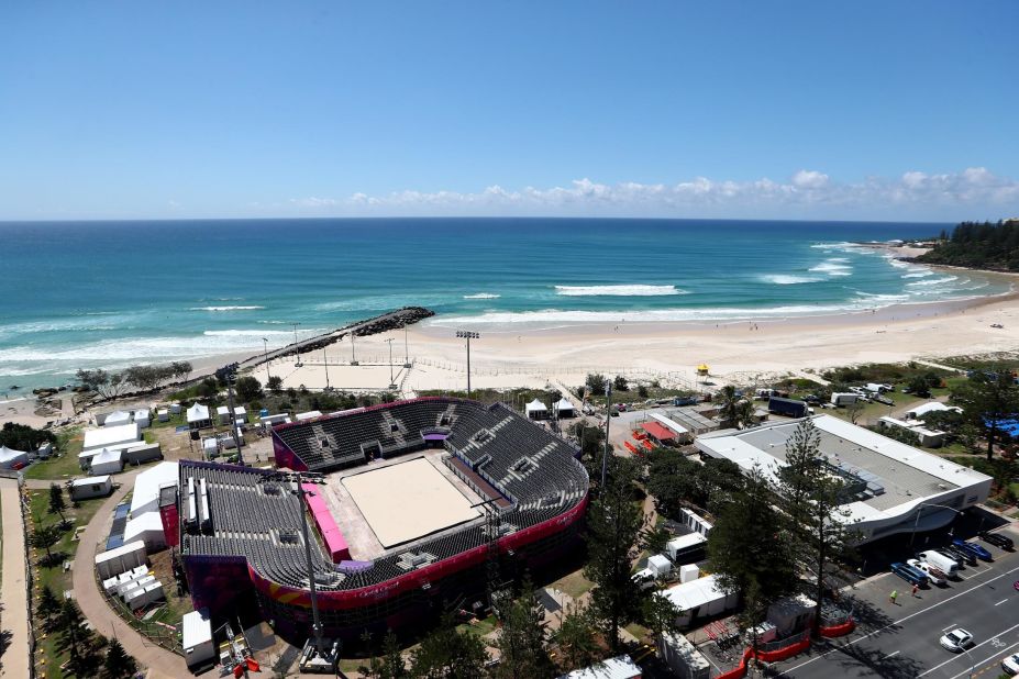 Views don't get much better than the dazzling Coolangatta beach, which will morph into the beach volleyball arena for the Commonwealth Games. Up to 4,000 will pack onto the shores of the Gold Coast for the action. 