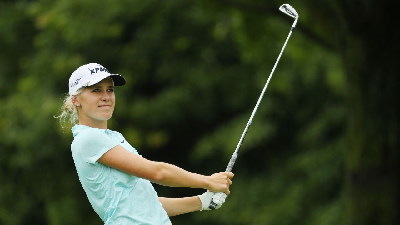 OLYMPIA FIELDS, IL - JUNE 30:  Olafia Kristinsdottir of Iceland in action during the second round of the 2017 KPMG Women's PGA Championship at Olympia Fields Country Club on June 30, 2017 in Olympia Fields, Illinois.  (Photo by Scott Halleran/Getty Images for KPMG)