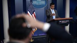 WASHINGTON, DC - MARCH 26:  White House Principal Deputy Press Secretary Raj Shah speaks during a White House daily news briefing at the James Brady Press Briefing Room of the White House March 26, 2018 in Washington, DC. Shah held a daily briefing to answer questions from members of the White House Press Corps.  (Photo by Alex Wong/Getty Images)