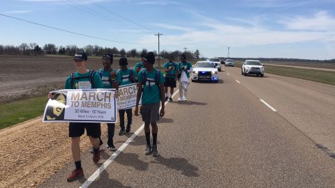 Six teens are marching from northern Mississippi to Memphis in a walking tribute to Martin Luther King Jr.