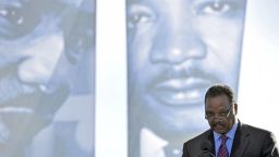 Reverend Jesse Jackson speaks to the crowd at the Martin Luther King, Jr. Memorial Dedication ceremony in Washington, DC on October 16, 2011. The long awaited dedication of the US national memorial to slain civil rights icon Martin Luther King had been rescheduled from the 48th anniversary date of King's "I Have A Dream" speech due to Hurricane Irene. AFP PHOTO Mladen ANTONOV (Photo credit should read MLADEN ANTONOV/AFP/Getty Images)