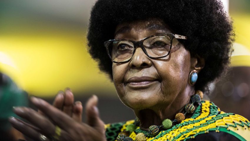 Winnie Mandela, former wife of former president Nelson Mandela, attends the last day of the NASREC Expo Centre in Johannesburg on December 20, 2017, during the African National Congress (ANC) 54th National Conference. / AFP PHOTO / GULSHAN KHAN        (Photo credit should read GULSHAN KHAN/AFP/Getty Images)