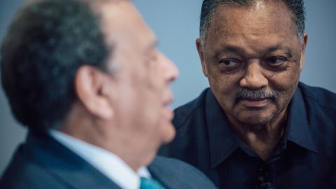 Andrew Young, left, and the Rev. Jesse Jackson visit the National Civil Rights Museum last month in Memphis.