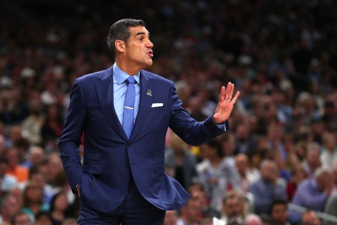 Villanova head coach Jay Wright directs his team.