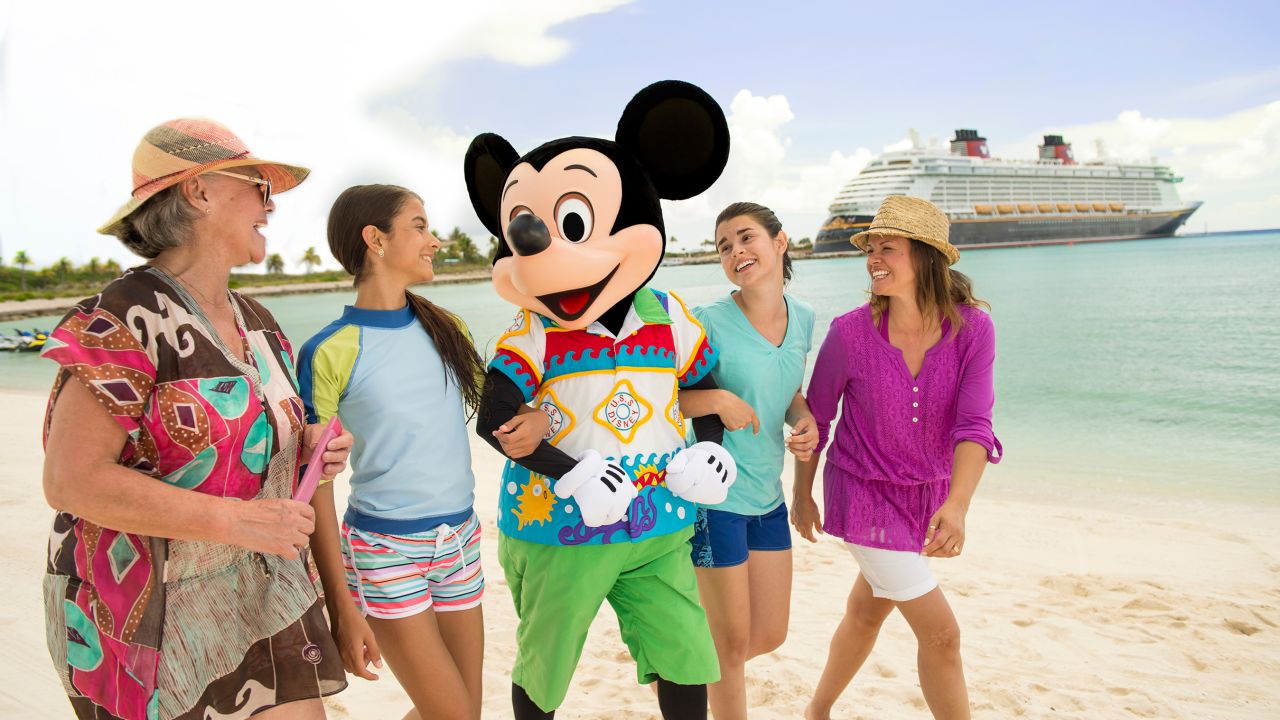 Even Mickey likes to catch some rays on Disney Cruise Line's private Bahamian island, Castaway Cay.