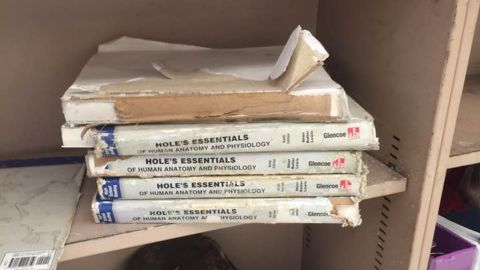 Teacher Mary Burton shared this picture of the anatomy books her students have to use at Eisenhower High School in Lawton, Oklahoma.