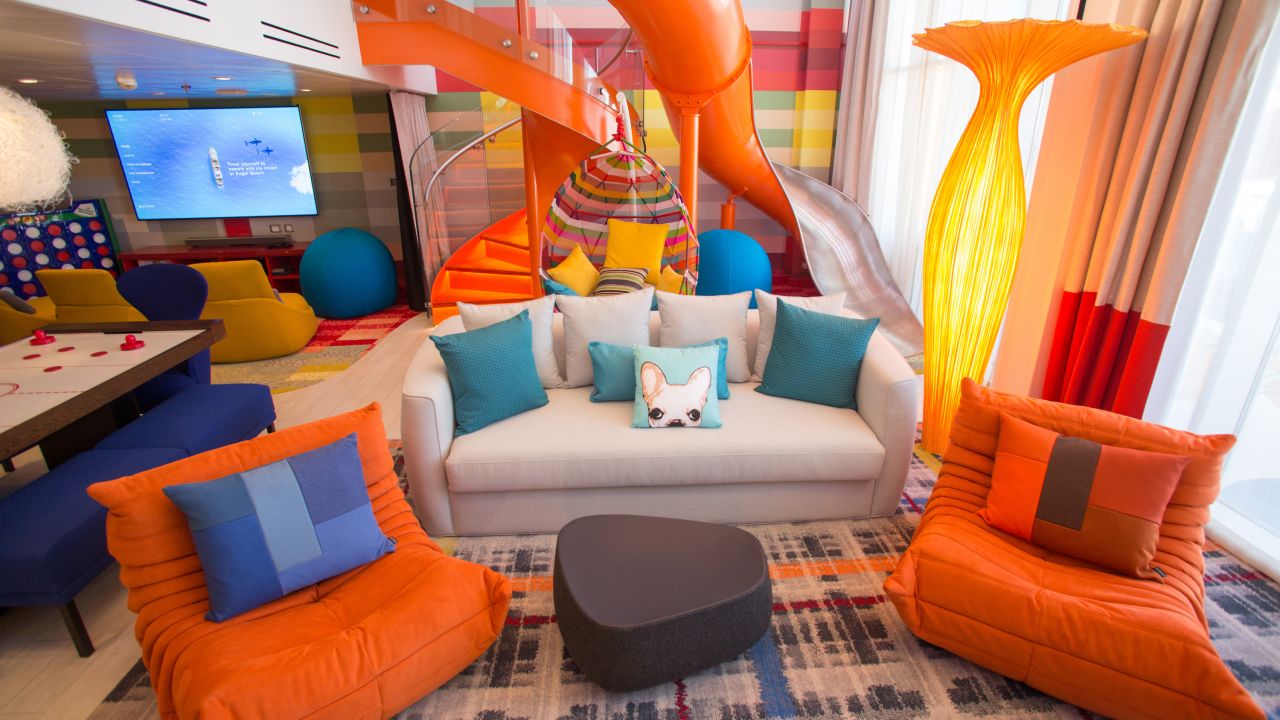 <strong>Royal Caribbean International:</strong> Royal Caribbean's new Symphony of the Seas is outfitted with the line's first Ultimate Family Suite, a one-off unit packed with kid-pleasing amenities like an in-room slide. 