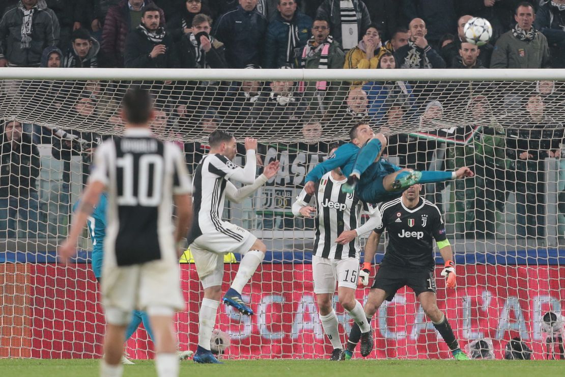 Ronaldo scores for Real Madrid against Juventus in last season's Champions League.
