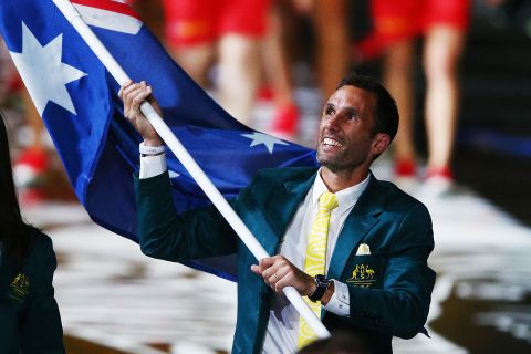 Australia's flagbearer was Mark Knowle, who is the men's hockey captain.