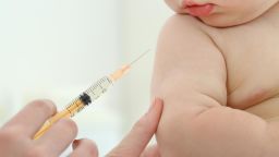 A child gets a vaccination shot